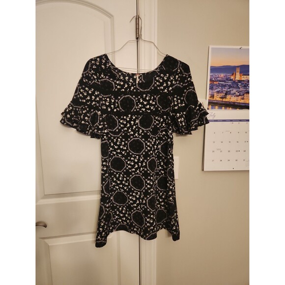 Free People Black & White Floral Print Dress Size 12 - Picture 1 of 9